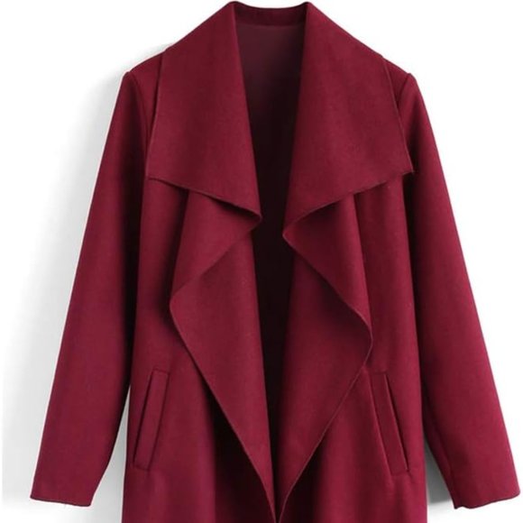 Sz M Chicwish Free Myself Woolblend Deep Red Coat - Picture 8 of 16